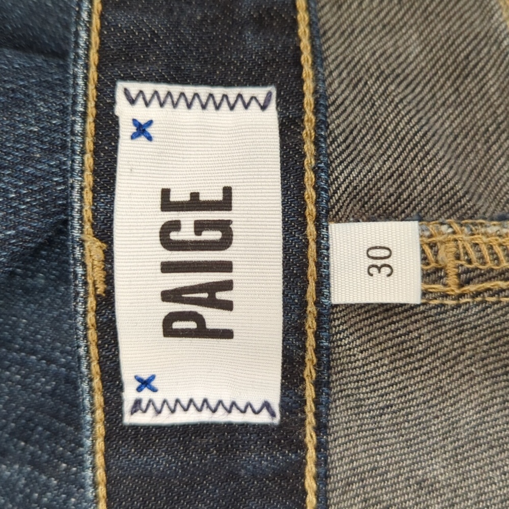 PAIGE Dark Wash Jimmy Jimmy Double Rolled Hem Jean Shorts Size 30 - Picture 8 of 9